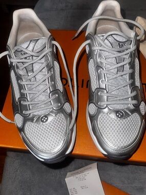 Louis Vuitton Silver Mesh & Metallic Men's Olympia  Sneakers